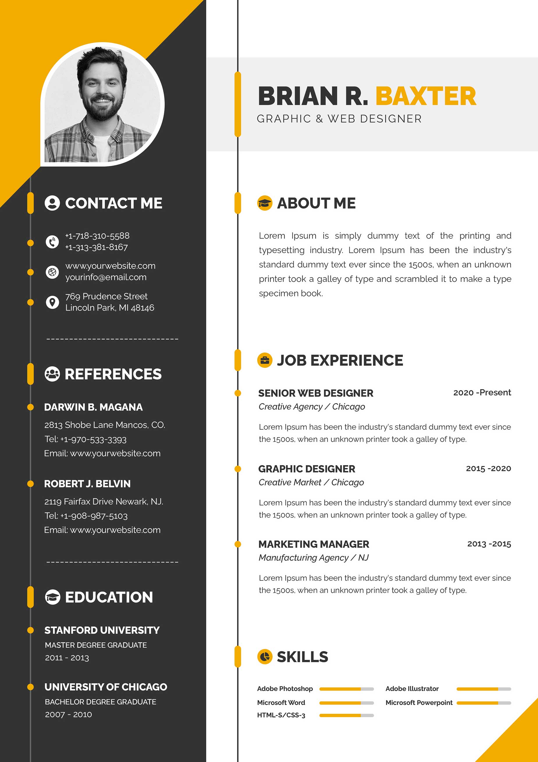 Brian R. Baxter (Modern Executive / Creative Timeline Template) template preview