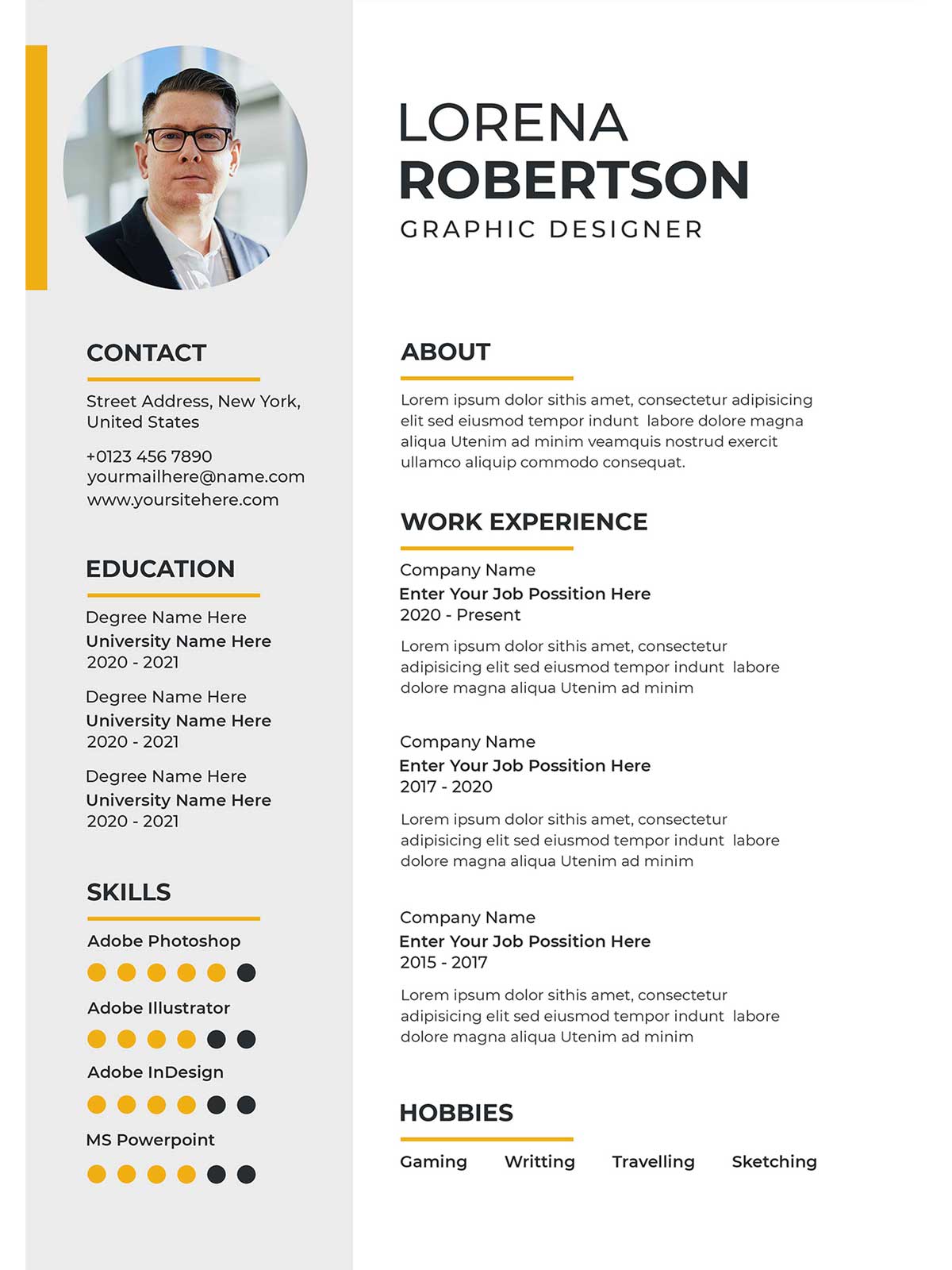 Lorena Robertson Asymmetric Clean Executive template preview